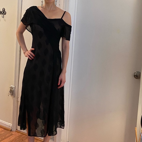 Theory Flounce Sheer Midi Dress - Picture 3 of 16